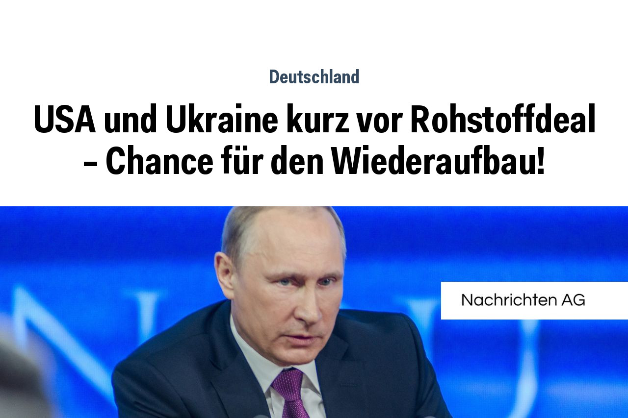 USA und Ukraine kurz vor Rohstoffdeal – Chance für den Wiederaufbau!