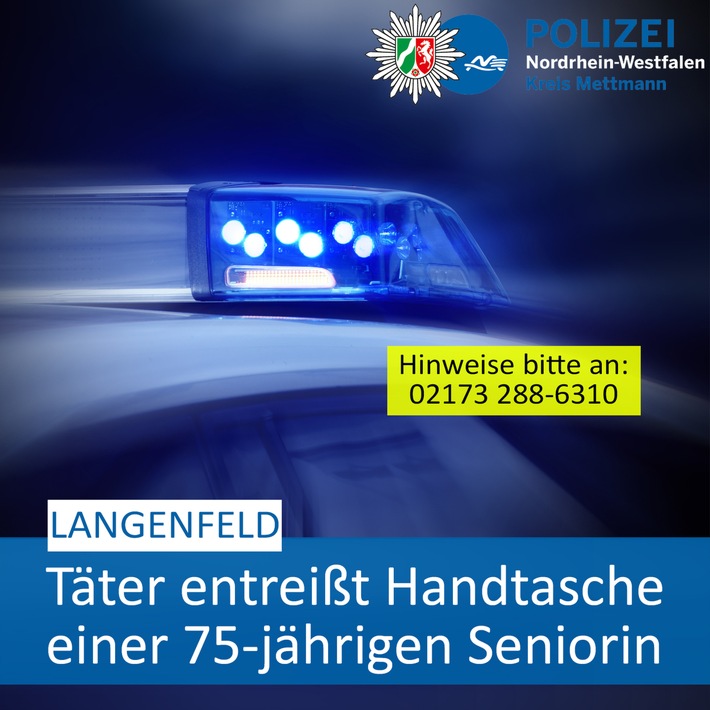 Handtaschenraub in Langenfeld: Polizei sucht dringlich Zeugen!