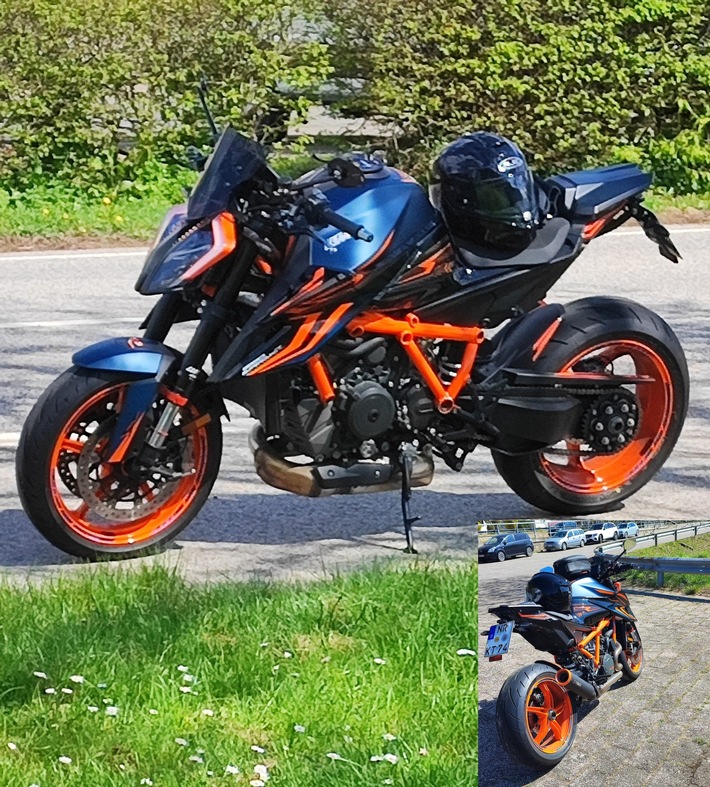 Unbekannte entwendeten in Asbach ein KTM Superduke Motorrad. Hinweise an die Polizei unter 02644-943-0 erbeten.