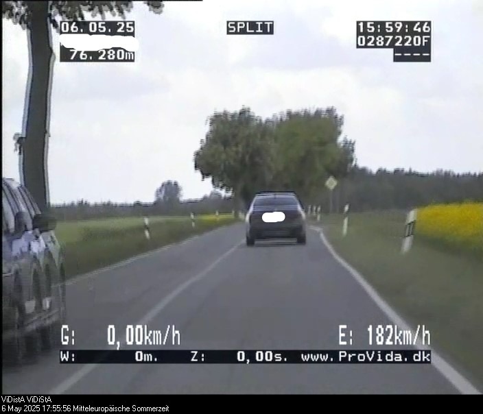 Rasender Fahrer auf L271: Mit 182 km/h durch Utzedel gerast!